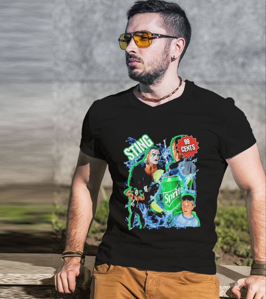 Sting WCW Sprite 99 Cents Lime Water Splash Wrestling T-Shirt