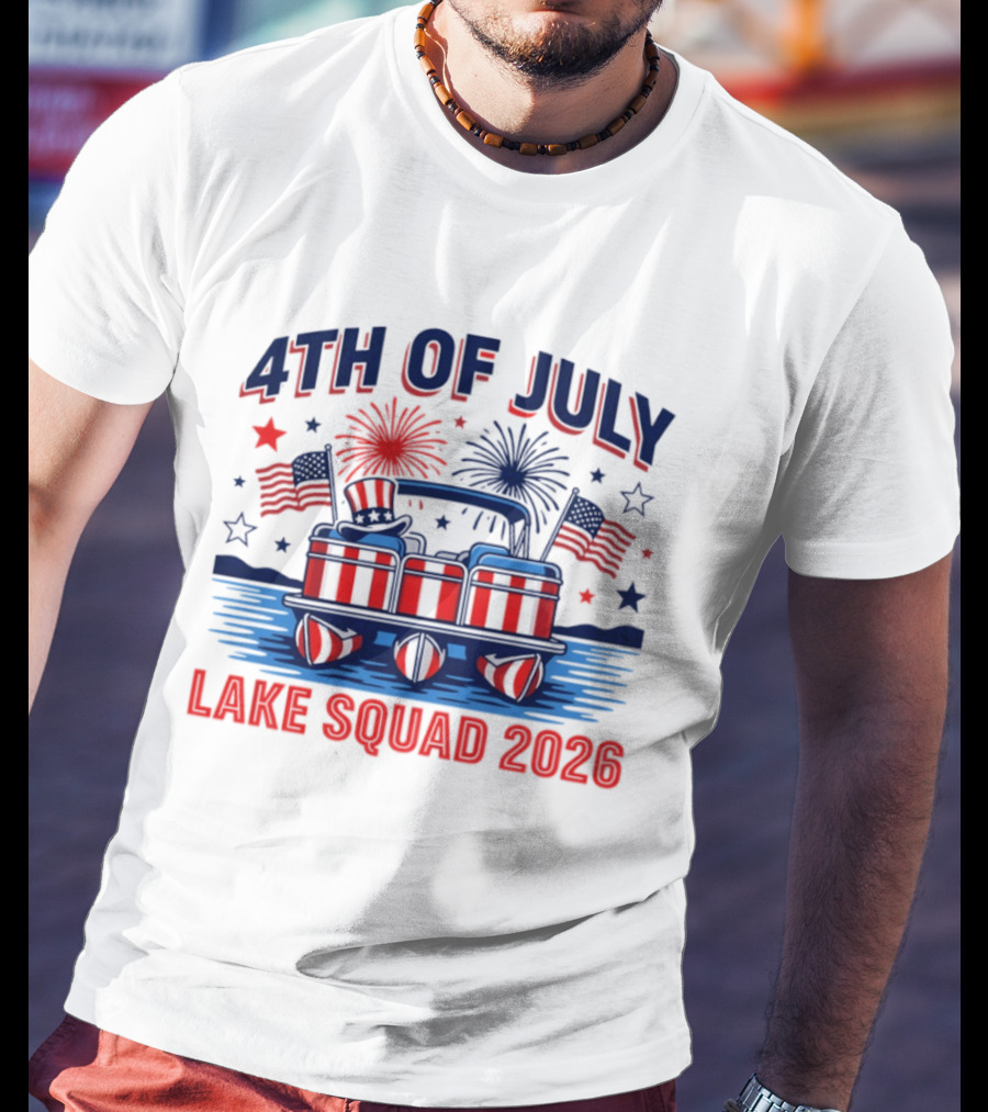 4th Of July Lake Squad 2026 Patriotic Pontoon Boat T-Shirt