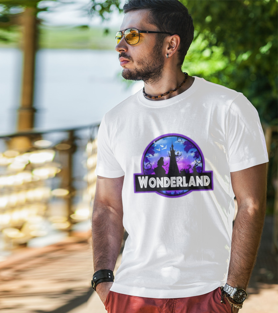 Alice Cheshire Cat White Rabbit Wonderland Disney Fantasy Adventure Movie T-Shirt