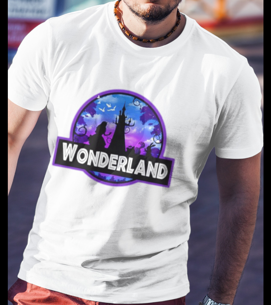 Alice Cheshire Cat White Rabbit Wonderland Disney Fantasy Adventure Movie T-Shirt