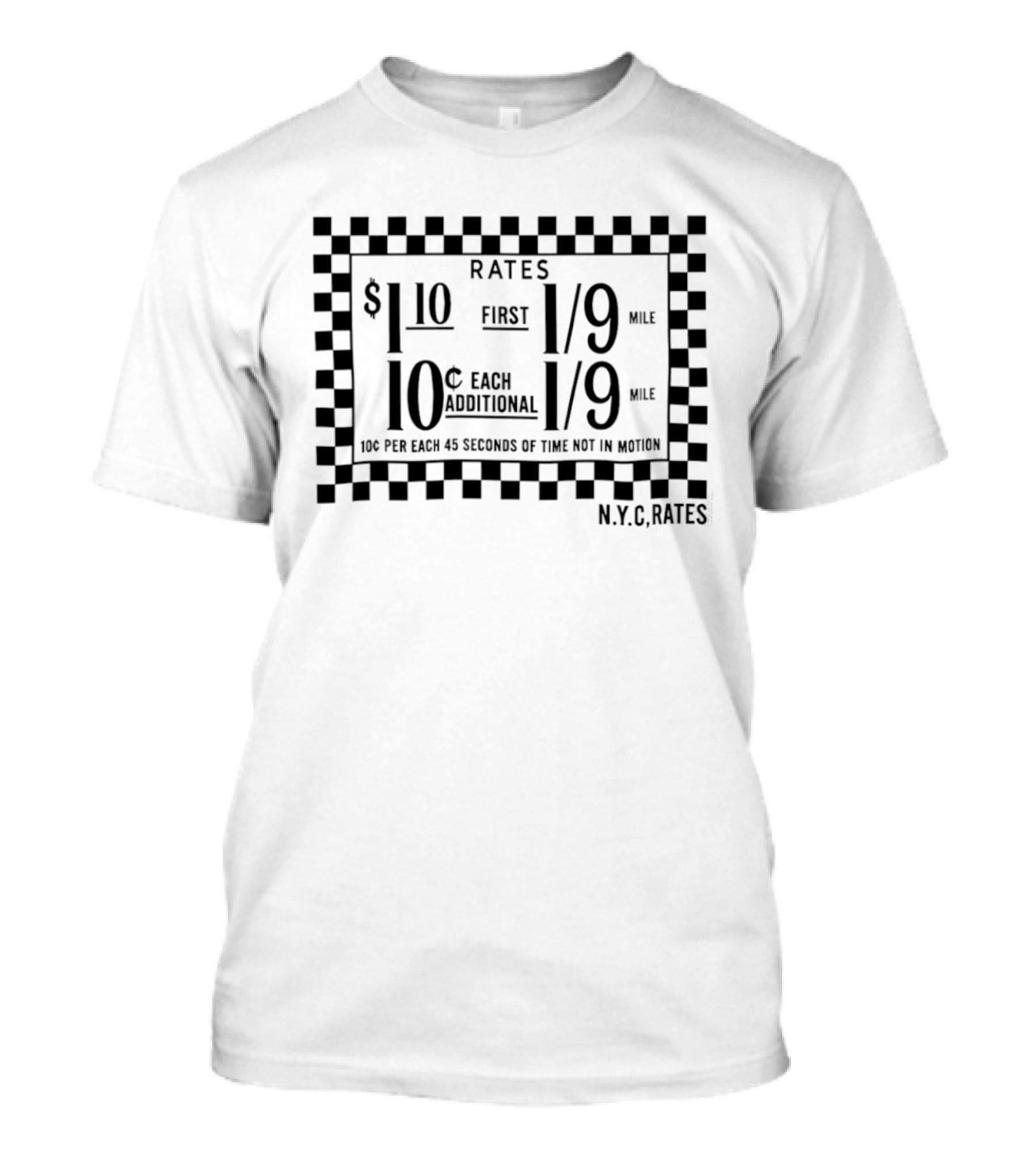 N.Y.C. Taxi Rates Checkerboard T-Shirt