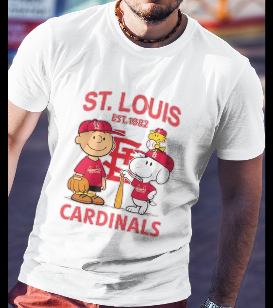 St. Louis Cardinals Est 1882 Charlie Brown Snoopy Woodstock MLB T-Shirt