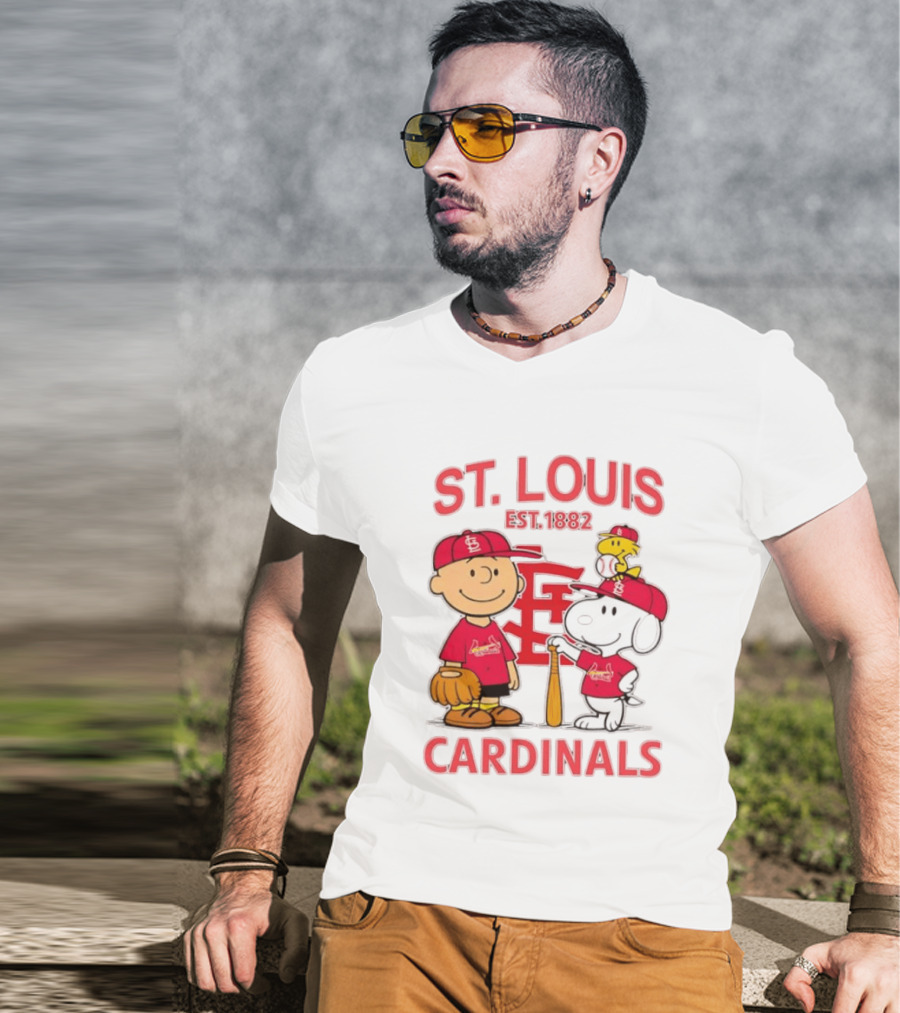 St. Louis Cardinals Est 1882 Charlie Brown Snoopy Woodstock MLB T-Shirt