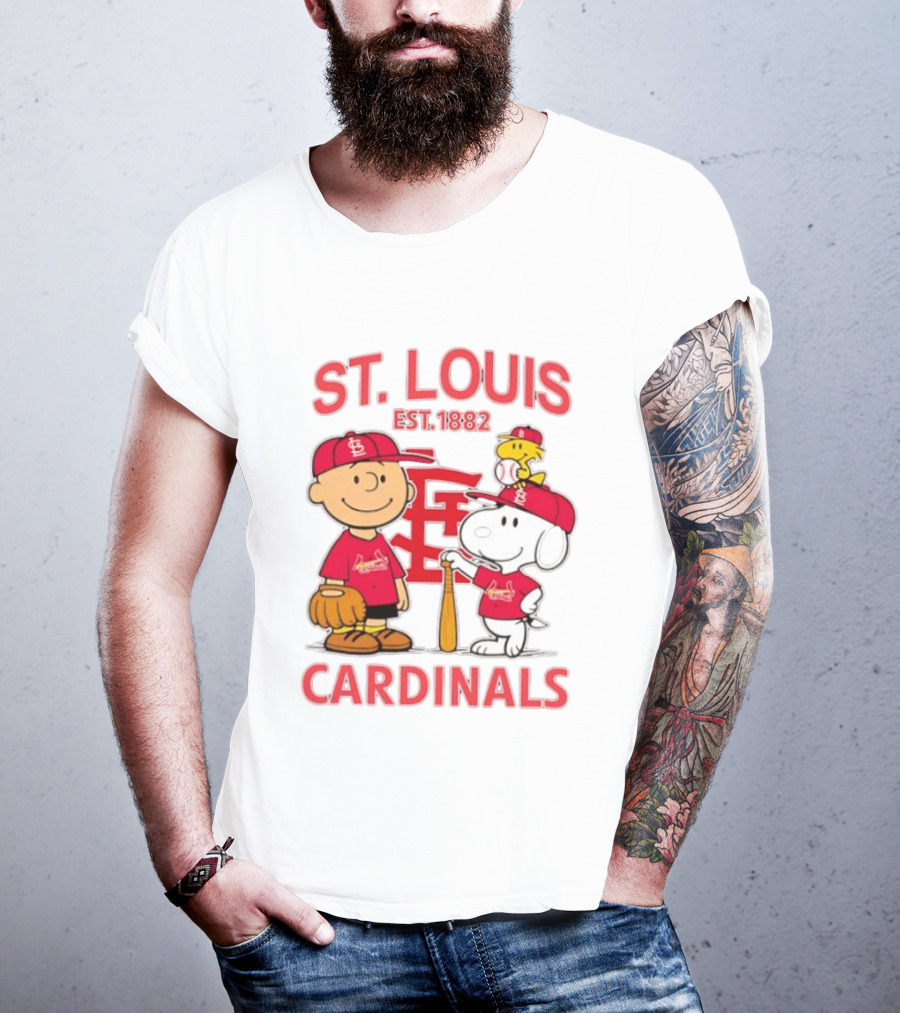St. Louis Cardinals Est 1882 Charlie Brown Snoopy Woodstock MLB T-Shirt