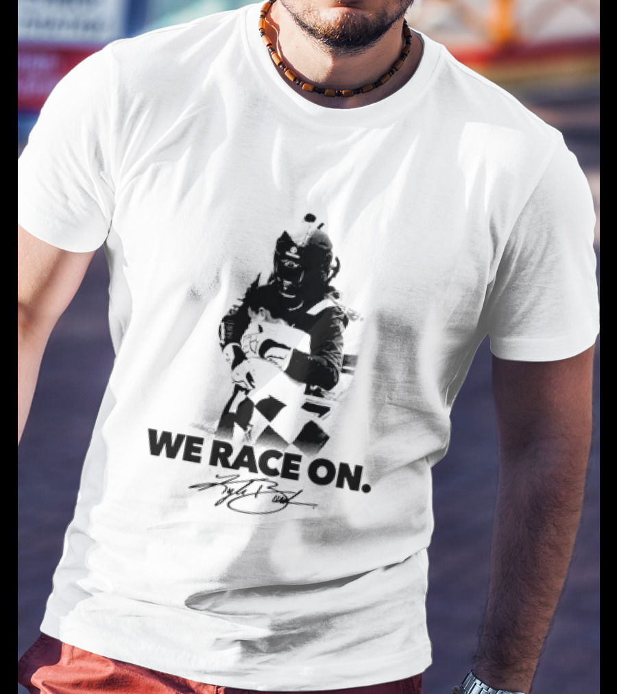 Kyle Busch We Race On NASCAR Motorsports Driver Autograph Checkered Flag T-Shirt