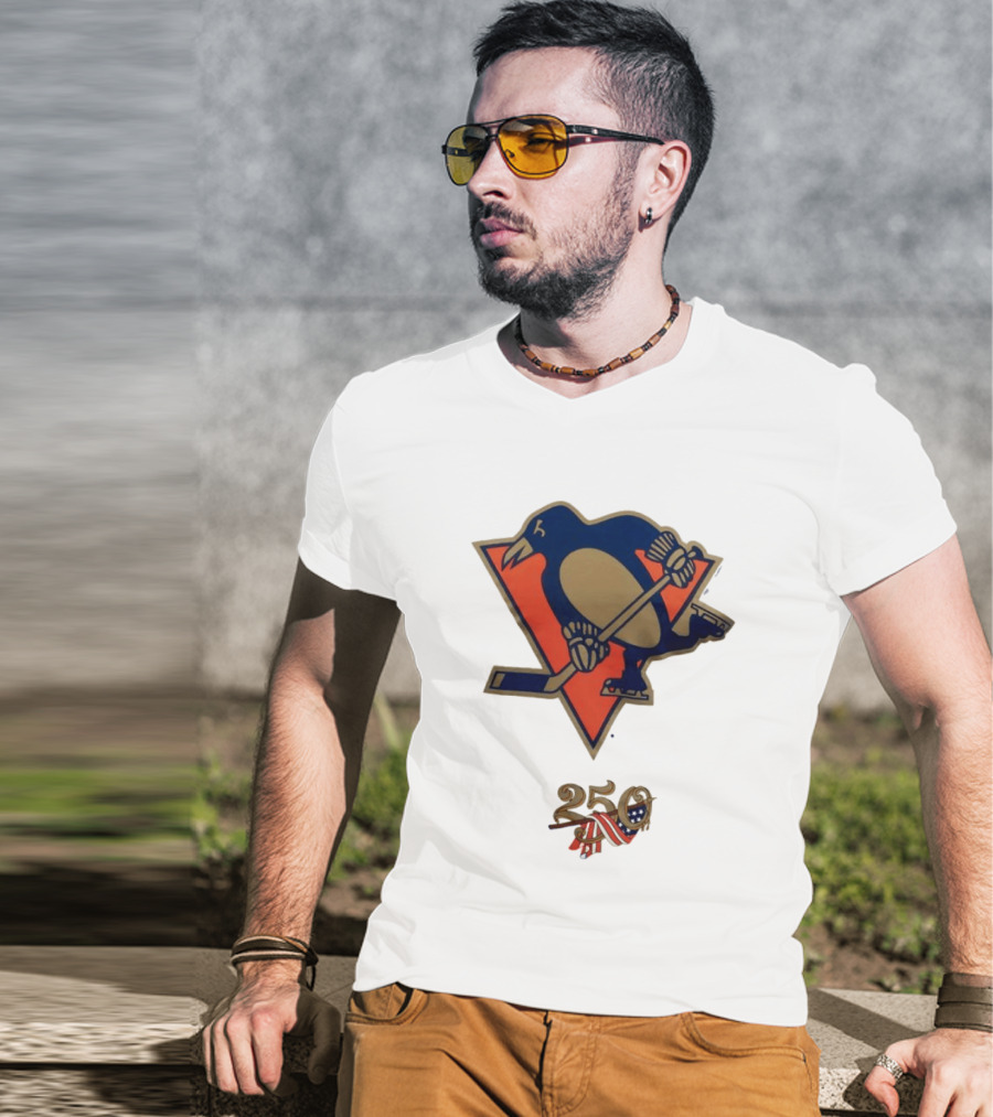 Pittsburgh Penguins 250 Logo Vintage Hockey Anniversary T-Shirt