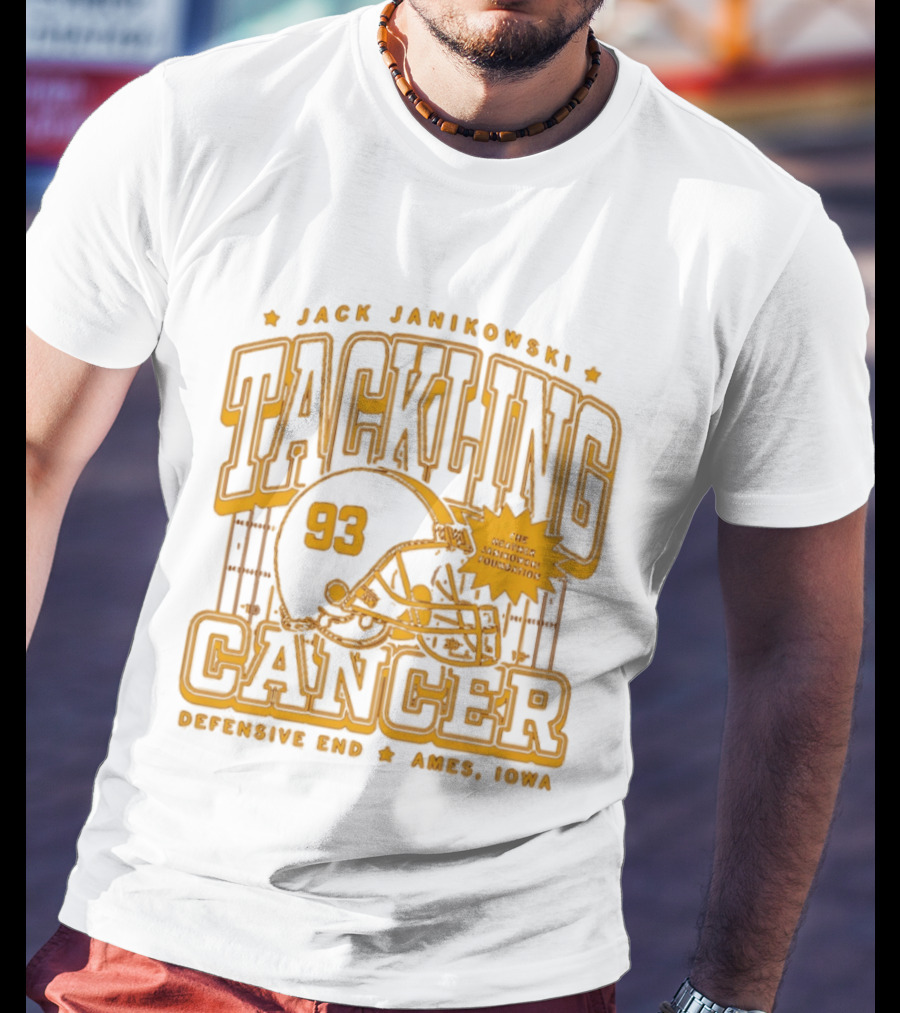 Jack Janikowski Tackling Cancer Defensive End 93 Ames Iowa Schmidt Foundation T-Shirt