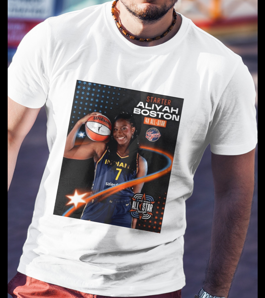 Starter Aliyah Boston 4x All Star Ind State Fever AT&T WNBA All Star 2026 Chicago T-Shirt
