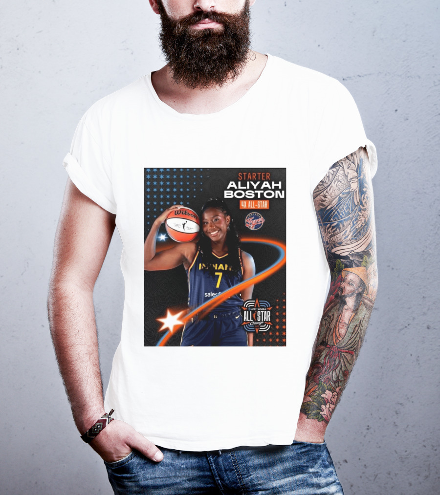Starter Aliyah Boston 4x All Star Ind State Fever AT&T WNBA All Star 2026 Chicago T-Shirt