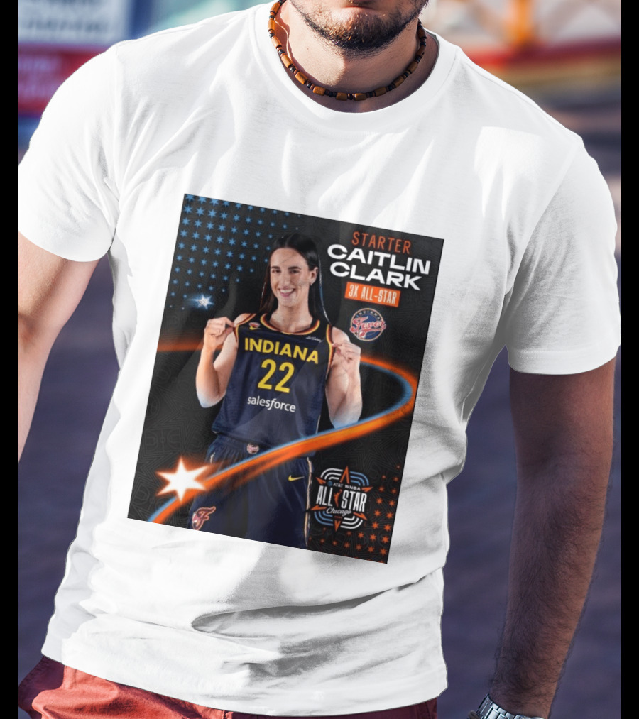 Starter Caitlin Clark Indiana 3X All Star Fever AT&T WNBA All Star Chicago T-Shirt