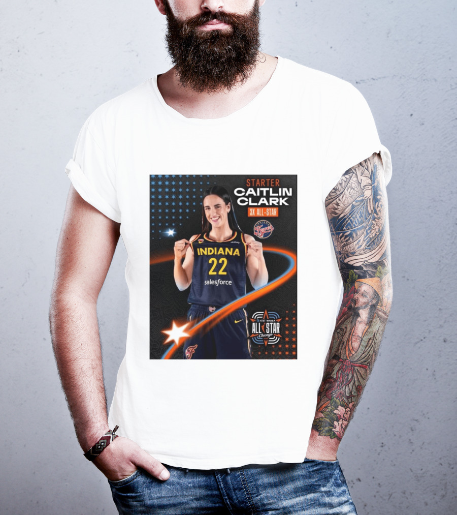 Starter Caitlin Clark Indiana 3X All Star Fever AT&T WNBA All Star Chicago T-Shirt