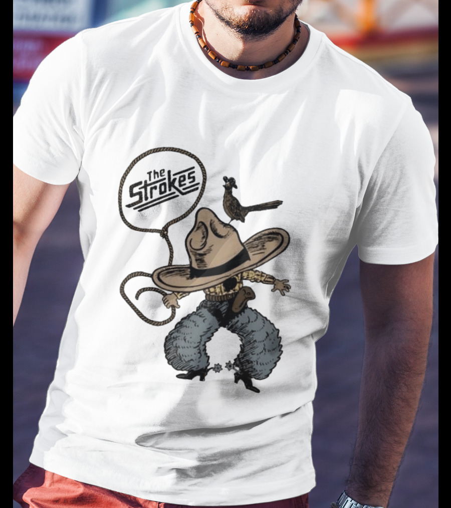 The Strokes Cowboy Roadrunner Western Lasso Band Music T-Shirt