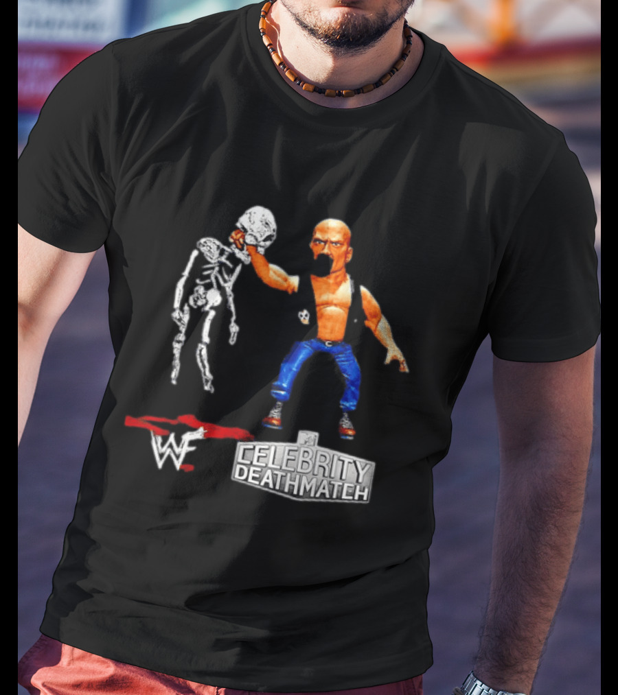Stone Cold Steve Austin Holding Skeleton WWF MTV Celebrity Deathmatch T-Shirt