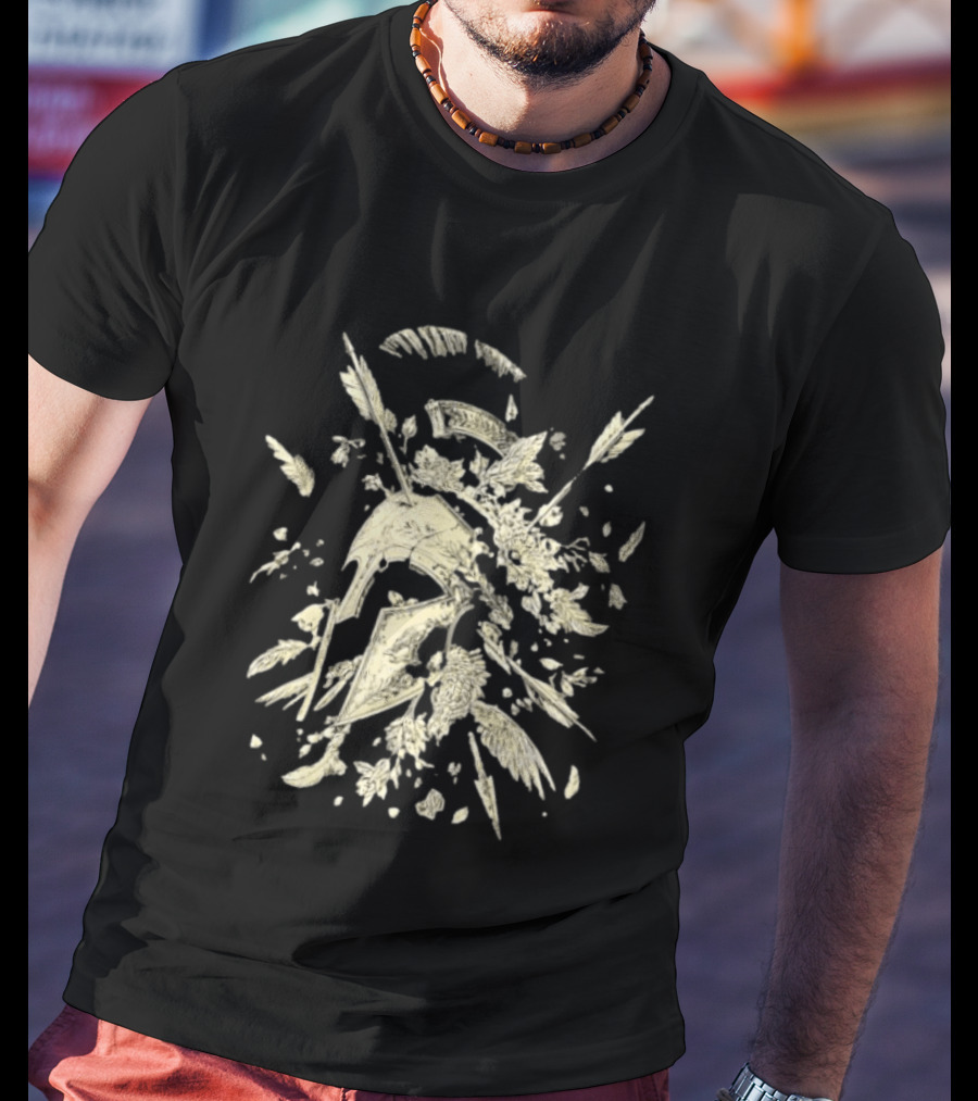 Ancient Greece Helmet With Arrows And Laurel Fragments T-Shirt