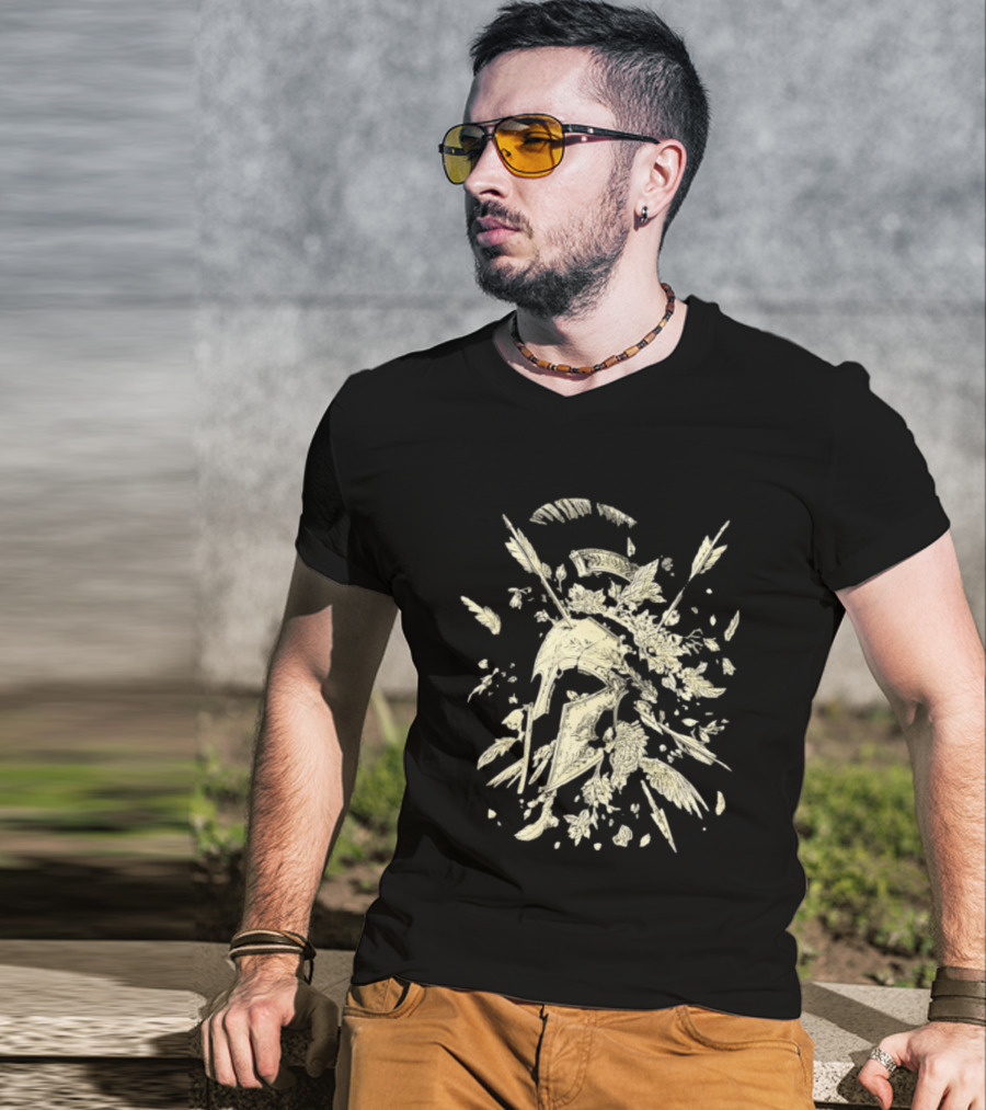 Ancient Greece Helmet With Arrows And Laurel Fragments T-Shirt