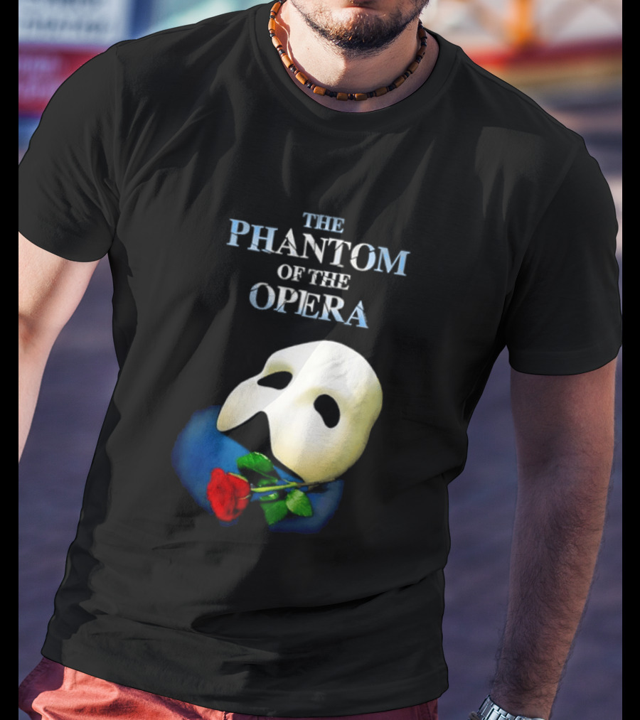 The Phantom Of The Opera Mask With Red Rose T-Shirt