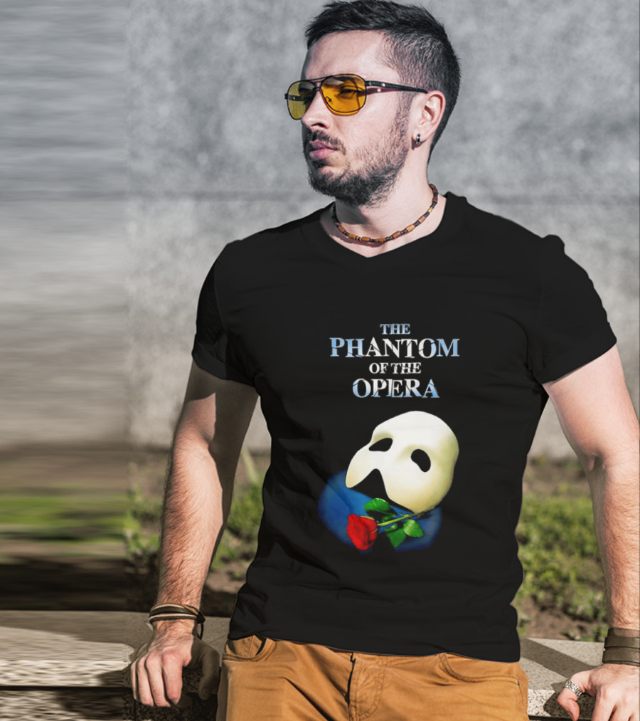 The Phantom Of The Opera Mask With Red Rose T-Shirt