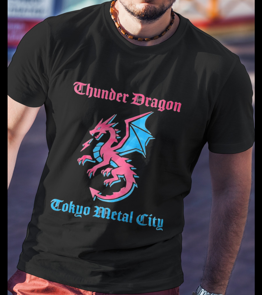 Thunder Dragon Tokyo Metal City Fantasy Dragon Winged Creature T-Shirt