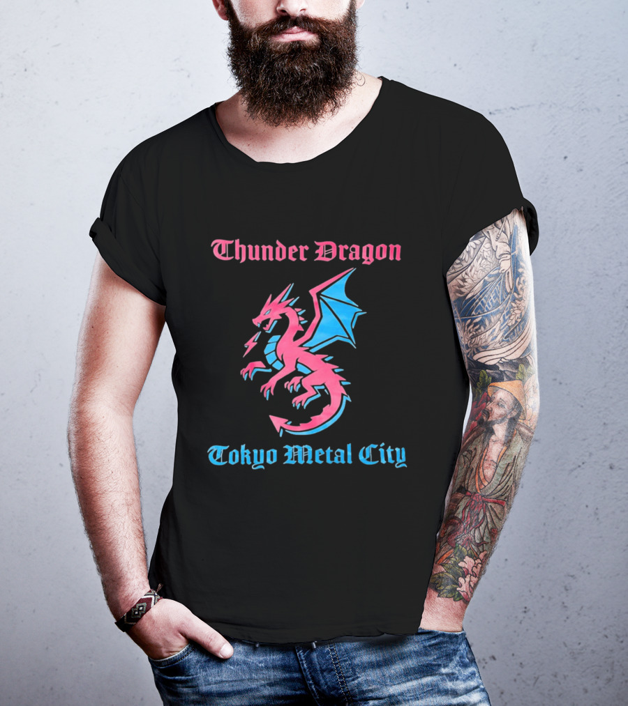 Thunder Dragon Tokyo Metal City Fantasy Dragon Winged Creature T-Shirt