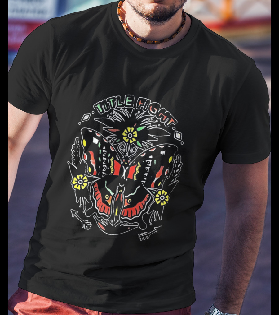 Title Fight Butterfly Flowers Bold Colorful T-Shirt
