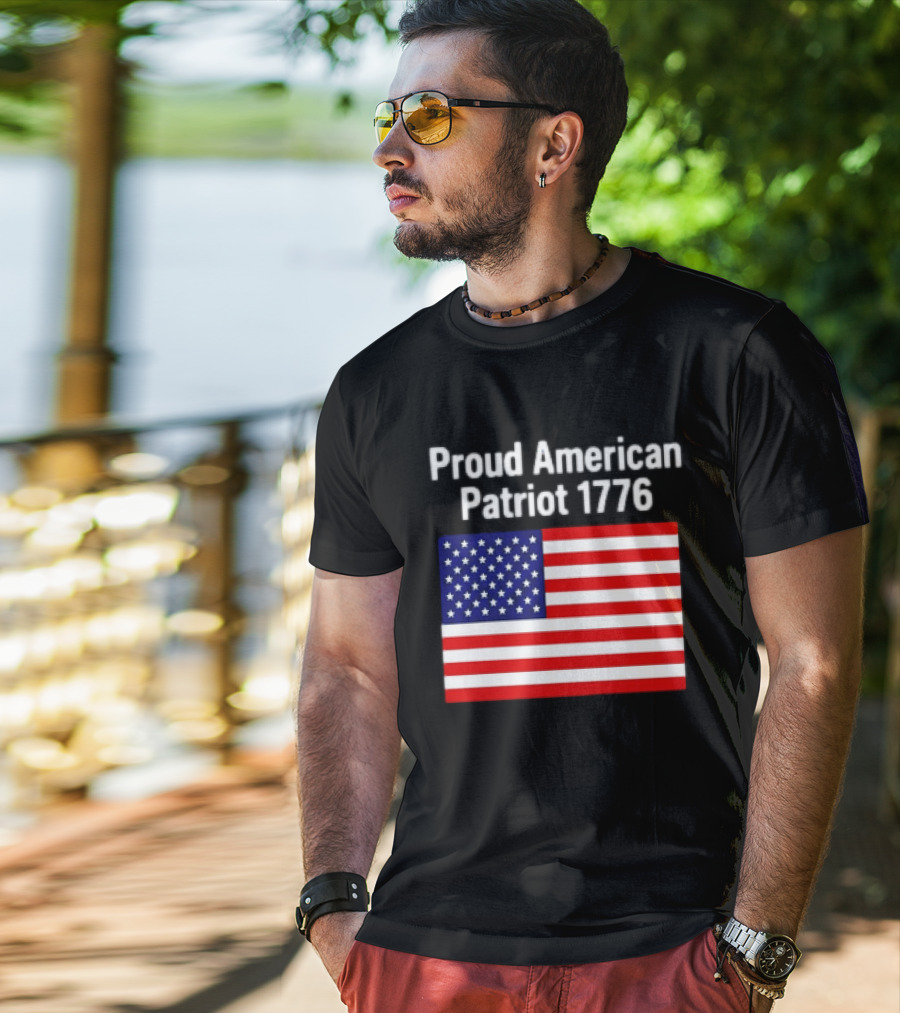 Proud American Patriot 1776 USA Flag T-Shirt