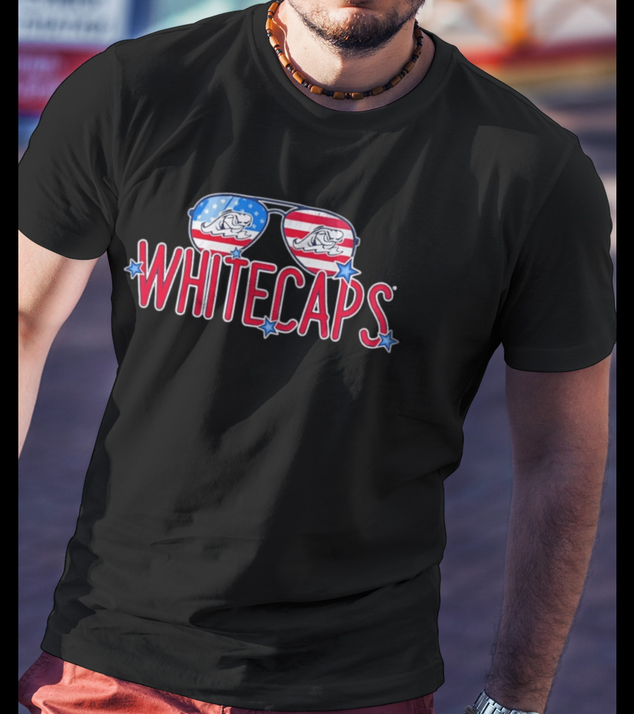 West Michigan Whitecaps American Flag Sunglasses Stars T-Shirt