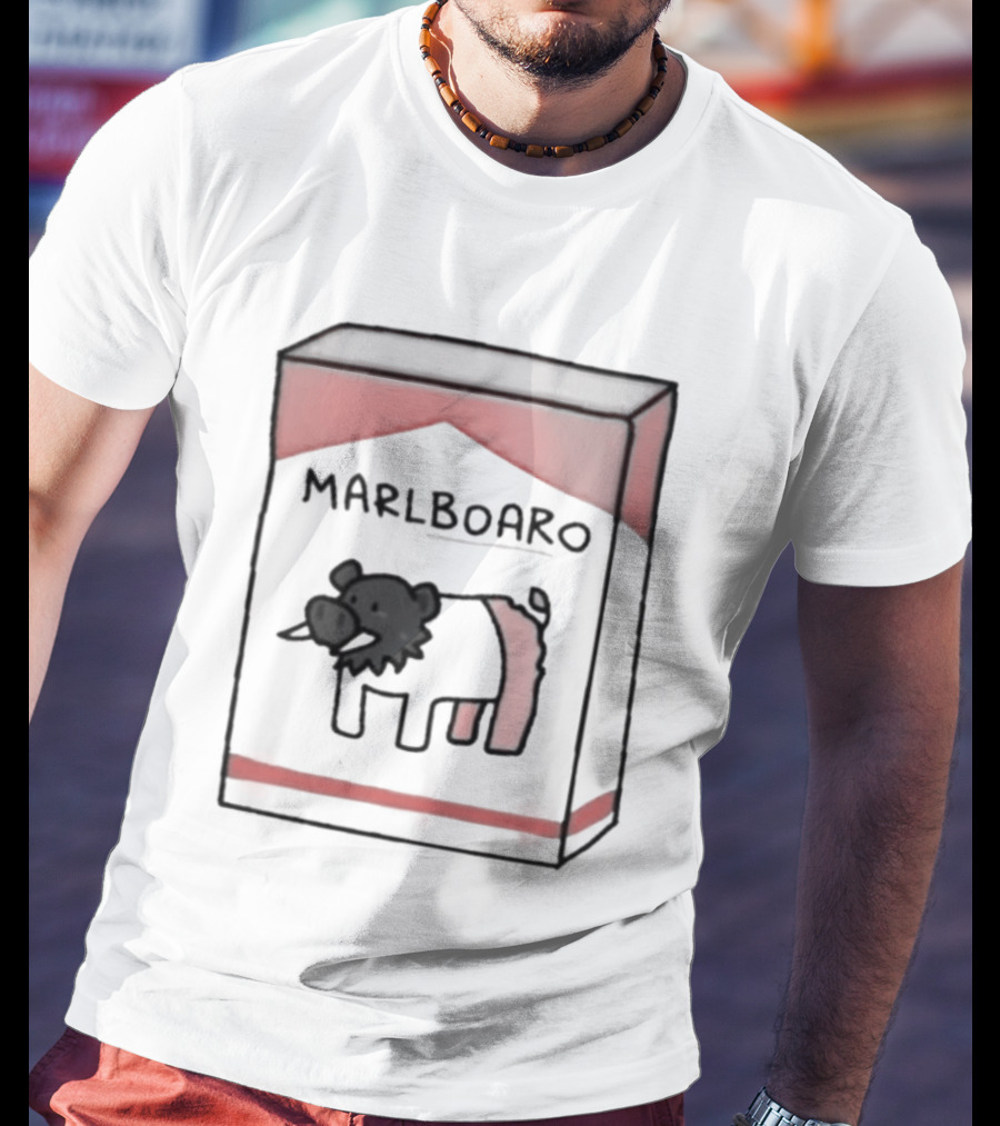 Marlboaro Boar Pig Pack Cigarette Cartoon T-Shirt
