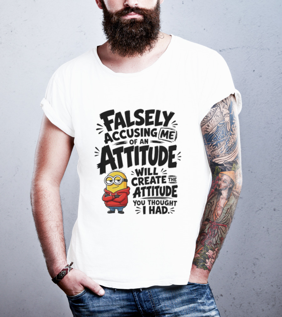 Falsely Accusing Me Of An Attitude Minion Wearing Red T-Shirt