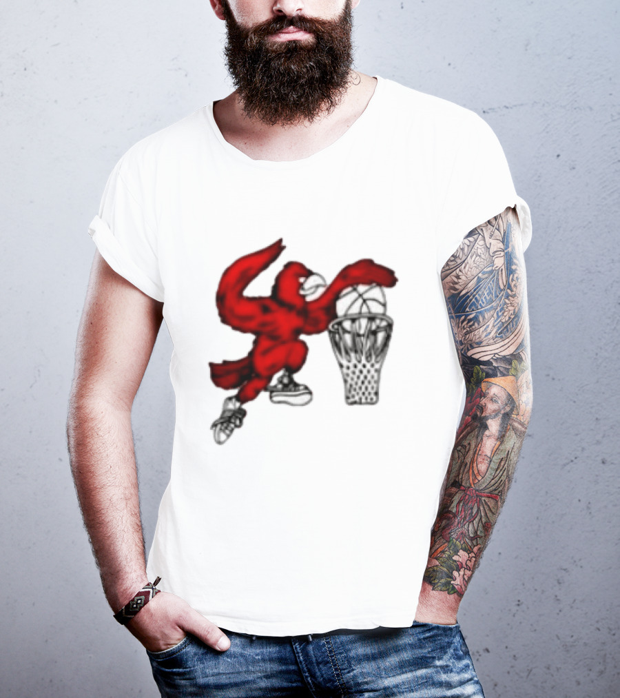 Red Cardinal Bird Dunking Basketball T-Shirt