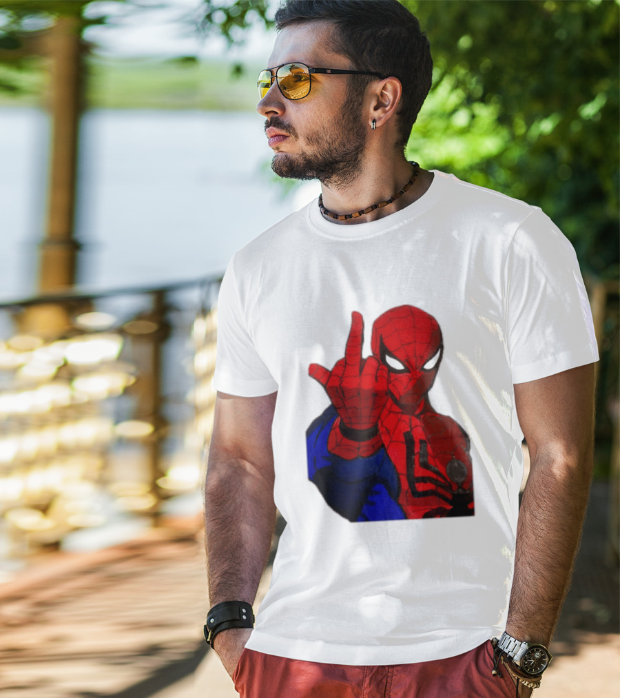 Spider Man Middle Finger Gesture Iconic Superhero Attitude T-Shirt
