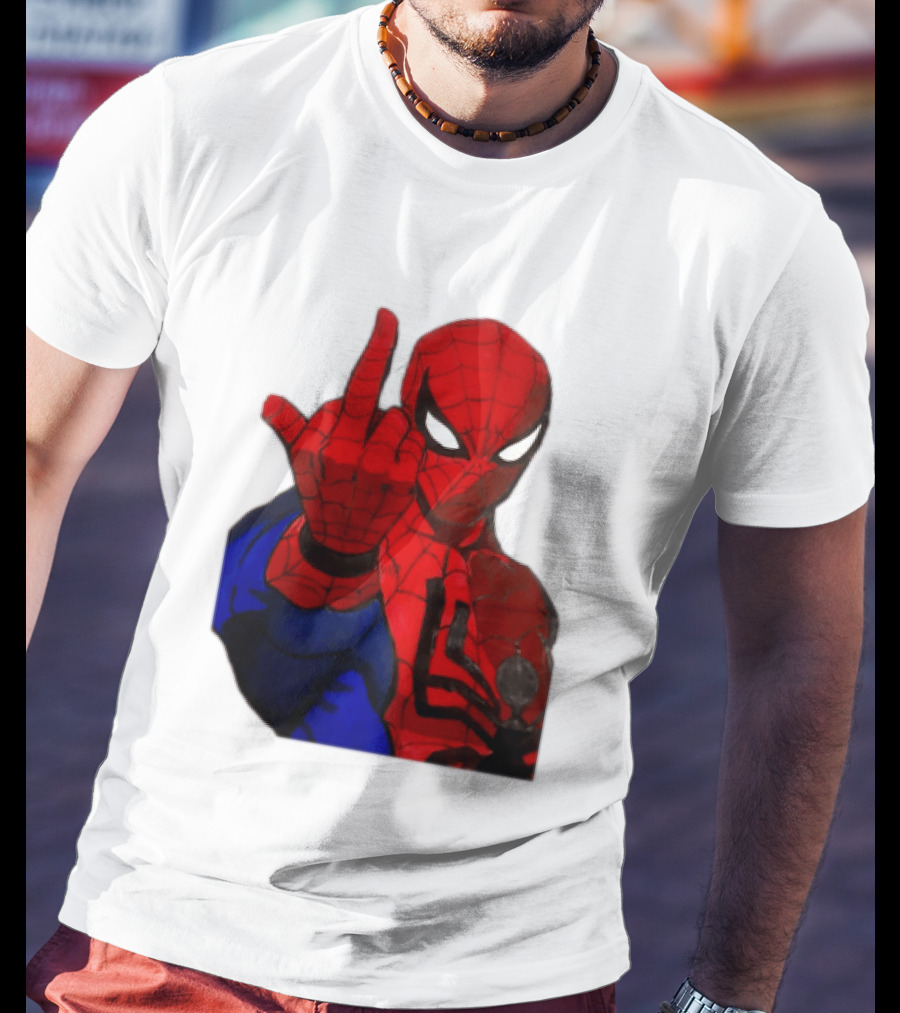 Spider Man Middle Finger Gesture Iconic Superhero Attitude T-Shirt