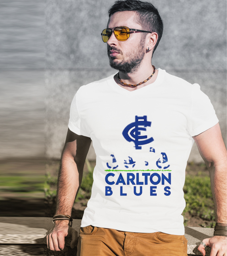 Snoopy Peanuts Characters Carlton Blues AFL Collaboration T-Shirt