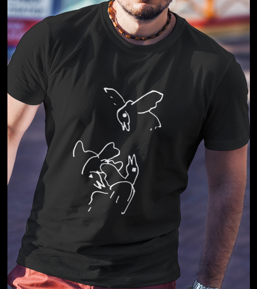 Square Triangle Bird Flying Black Minimalist Line T-Shirt