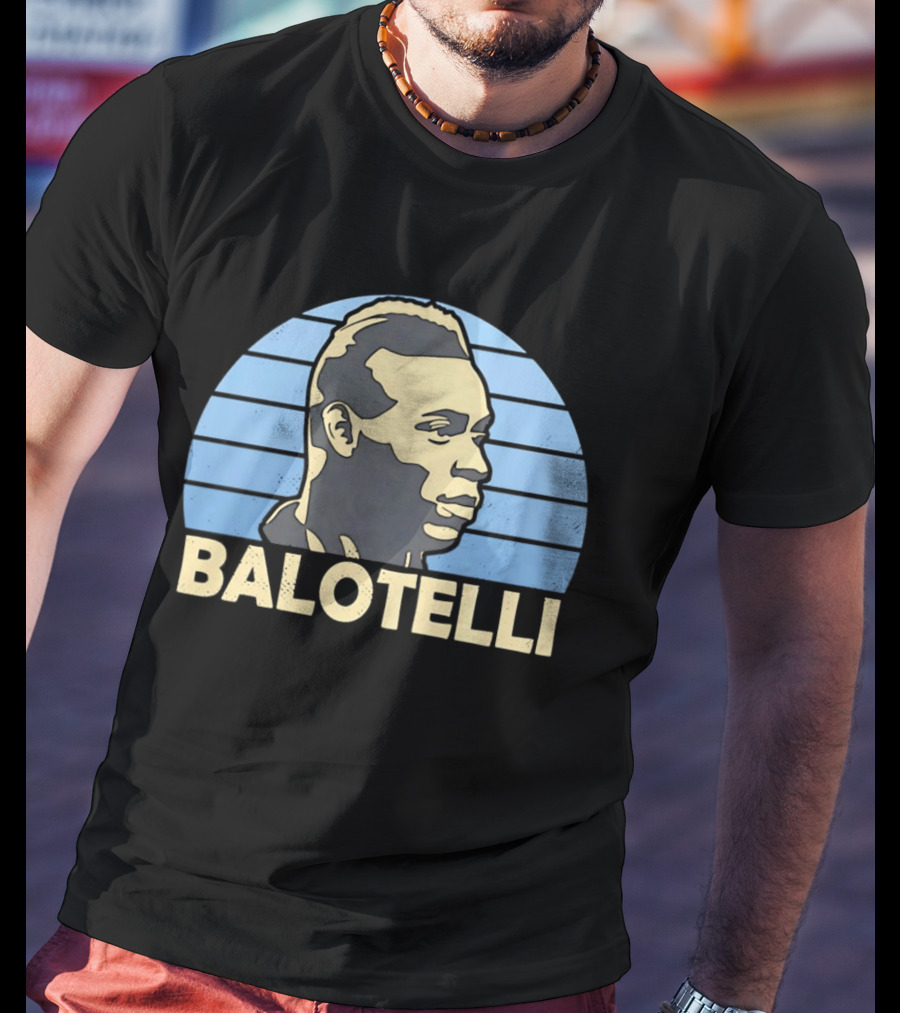 Balotelli Retro Style Italian Footballer Profile T-Shirt