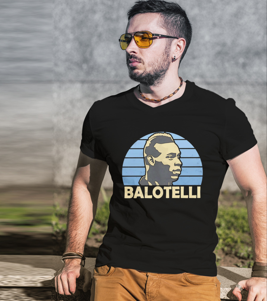 Balotelli Retro Style Italian Footballer Profile T-Shirt