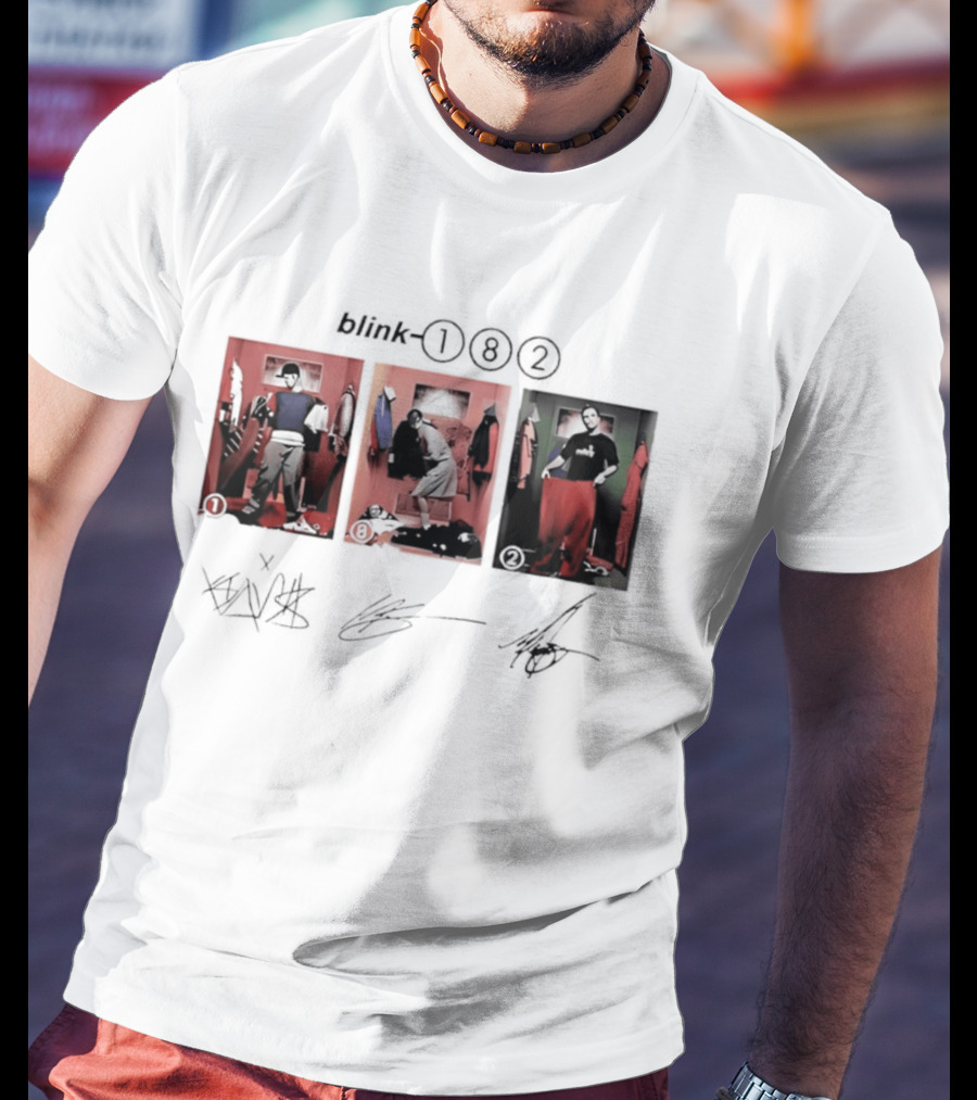 Blink 182 Trio Album Art With Autographs T-Shirt