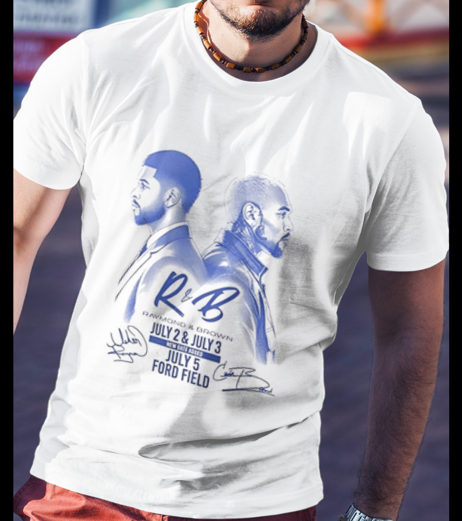 R&B Tour Chris Brown Usher Raymond Detroit Lions Ford Field T-Shirt