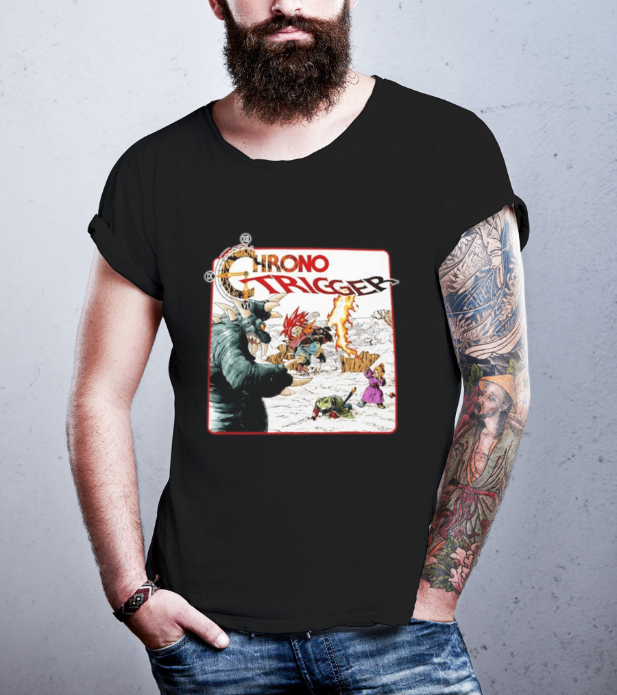 Chrono Trigger Iconic Gaming Adventure Characters And Battle Scene T-Shirt