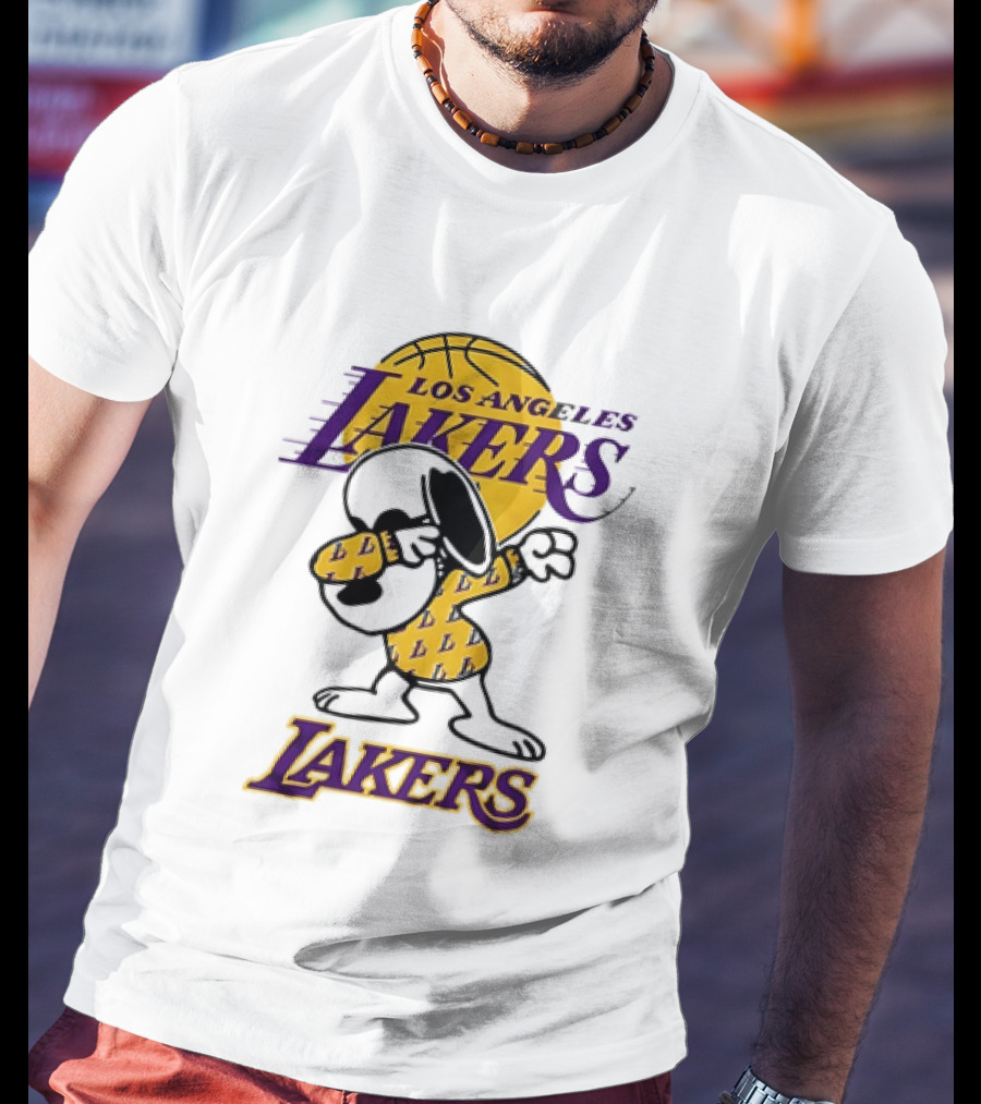 Dabbing Snoopy Los Angeles Lakers Basketball Mashup T-Shirt