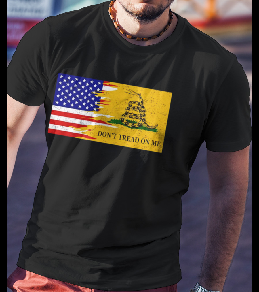 Don't Tread On Me American Flag Gadsden Snake T-Shirt