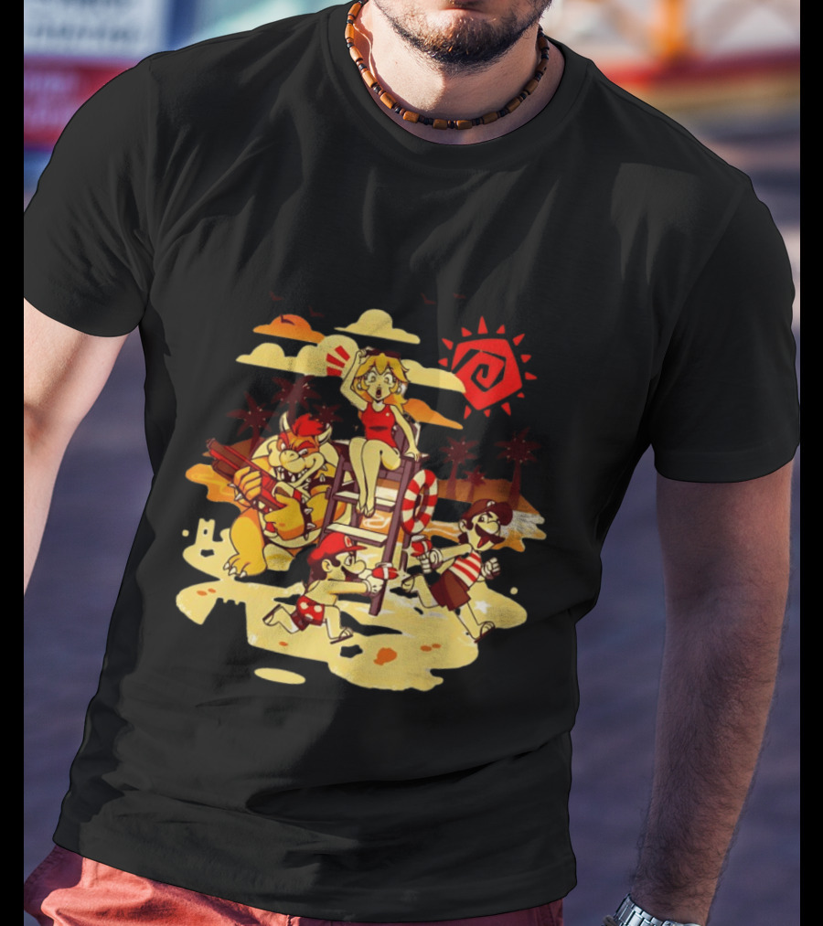 Frenemies Summer Beach Fun Mario Luigi Princess Peach Bowser Adventure T-Shirt