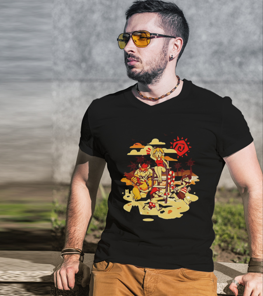 Frenemies Summer Beach Fun Mario Luigi Princess Peach Bowser Adventure T-Shirt