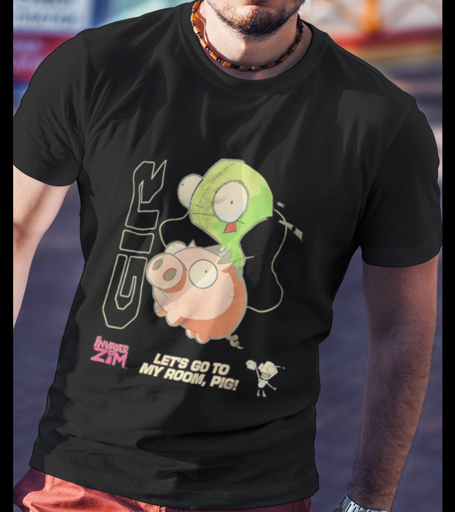 GIR Invader Zim Let's Go To My Room Pig Ride Adventure T-Shirt