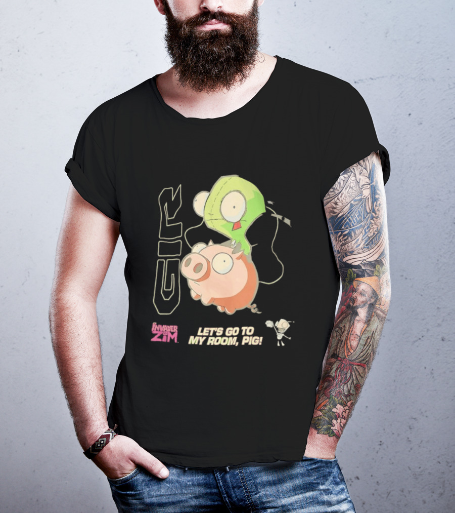 GIR Invader Zim Let's Go To My Room Pig Ride Adventure T-Shirt