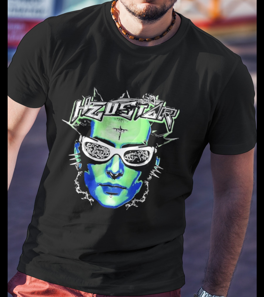Heustar Face Futuristic Cyberpunk Digital Neon Aesthetic T-Shirt