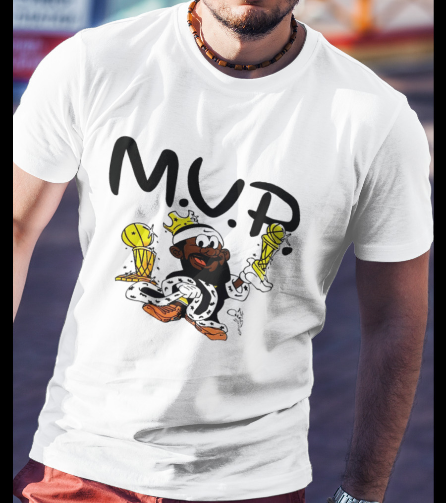 Lebron James MVP Cartoon With Trophy And Crown Lakers Basketball Bubble Boy T-Shirt