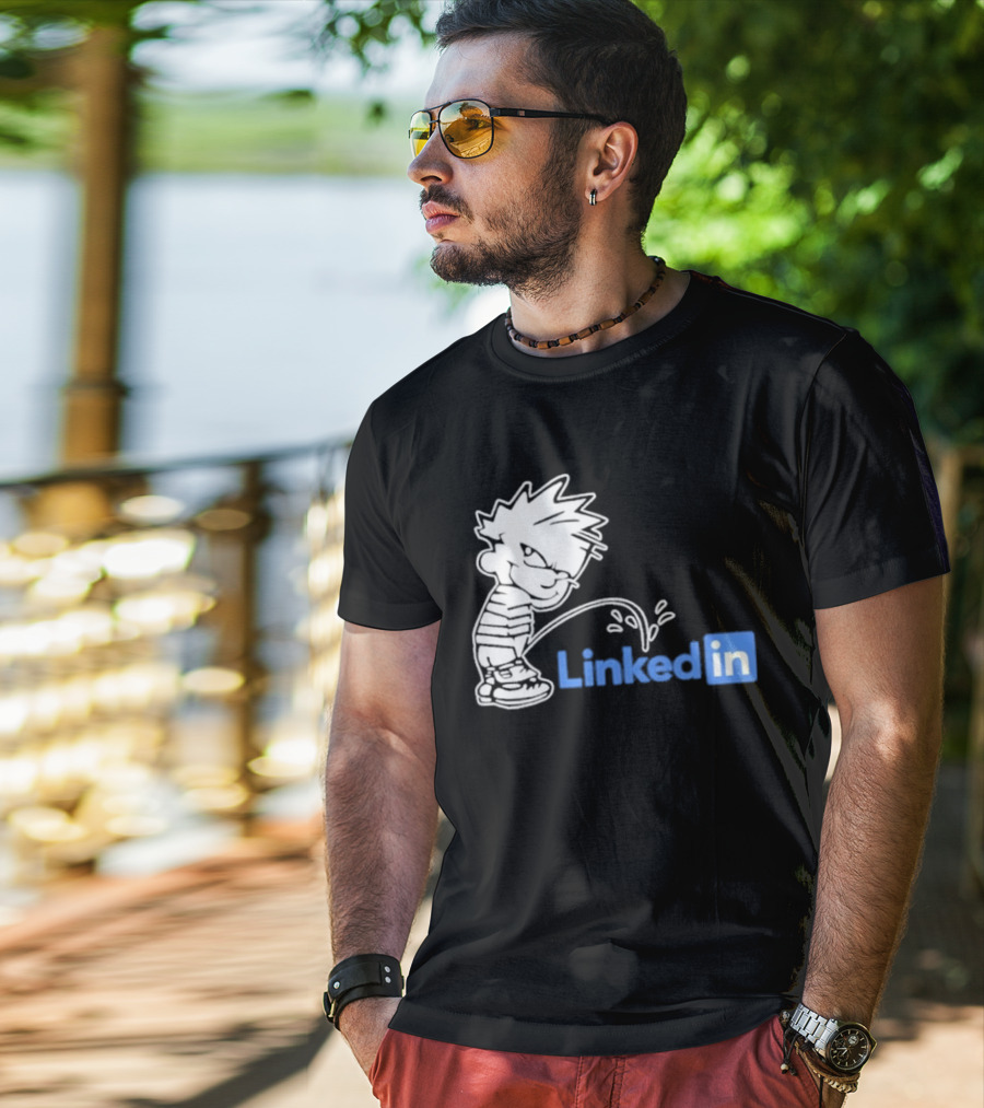 Calvin Pissing LinkedIn T-Shirt