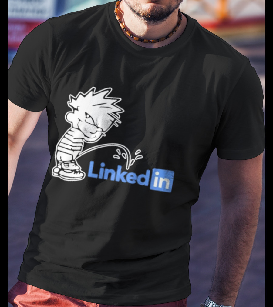 Calvin Pissing LinkedIn T-Shirt