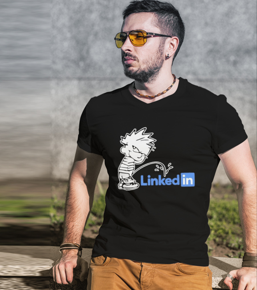 Calvin Pissing LinkedIn T-Shirt