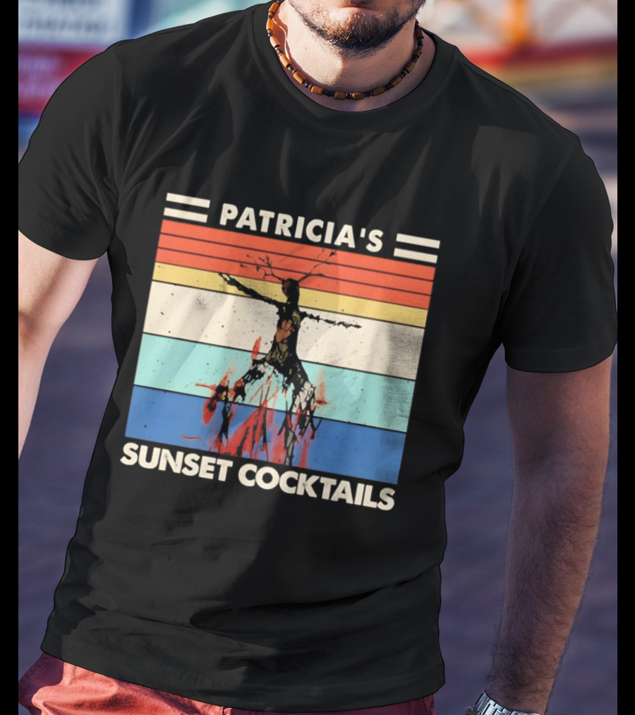 Patricia's Sunset Cocktails Vintage Beach Stripes T-Shirt